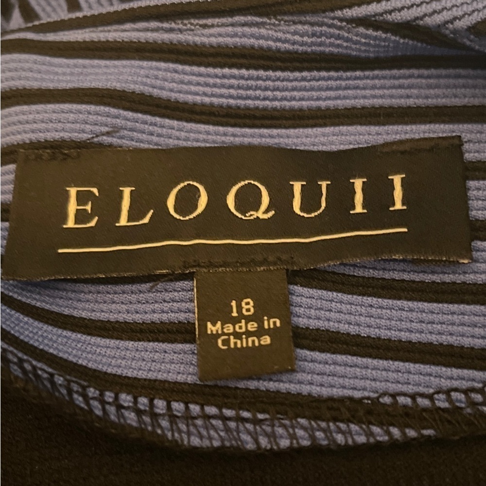 Eloquii Blue and Black Striped Fit-and-Flare Dress - Picture 5 of 6